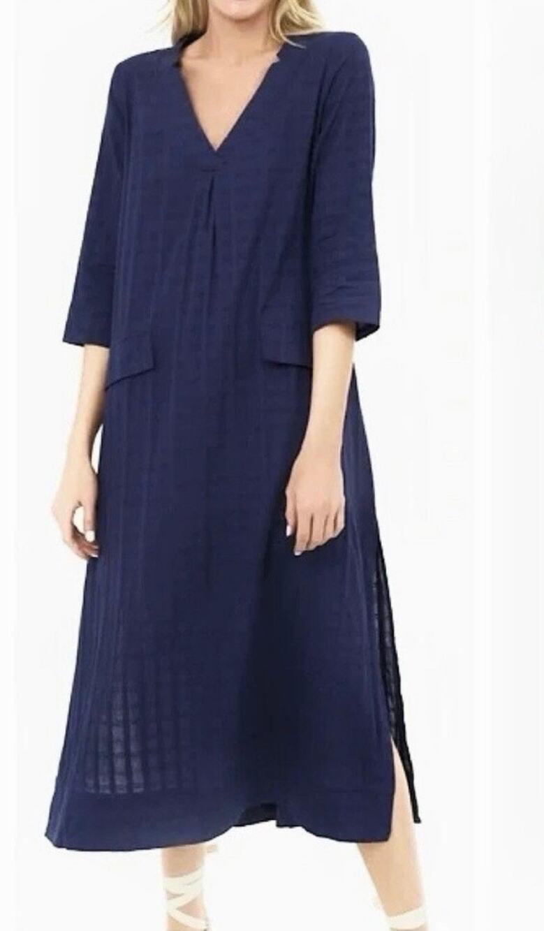 Tuckernuck Pomander Place Carolina Caftan Dress in Navy Blue Size Small